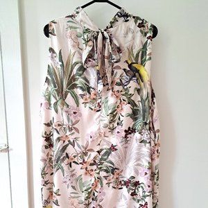 Tropical Print Silky Dress